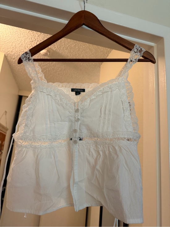 wild fable Tops - Cottagcore Lace Trim Tank Top with side ties
